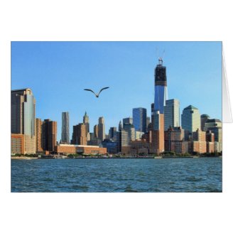 Lower Manhattan Skyline: WTC, Woolworth Greeting Card