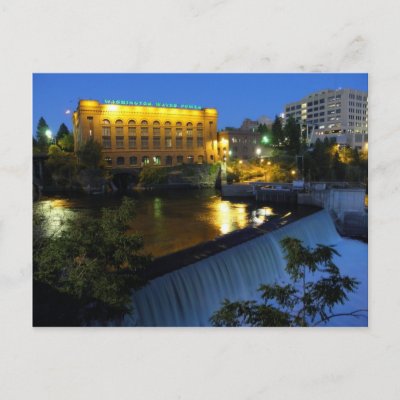 Lower Spokane Falls and Washington Water Power. Postcard