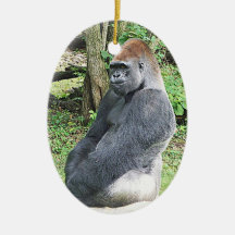 Lowland Gorilla in Sitting Pohttp://www.zazzle.cse Ornament