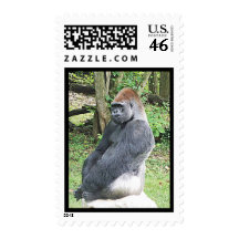 Lowland Gorilla in Sitting Pose Postage Stamps