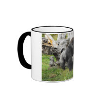 Lowland silverback gorilla walking mugs by ANGELHELEN Lowland silverback gorilla walking mugs