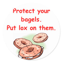 lox and bagels round stickers