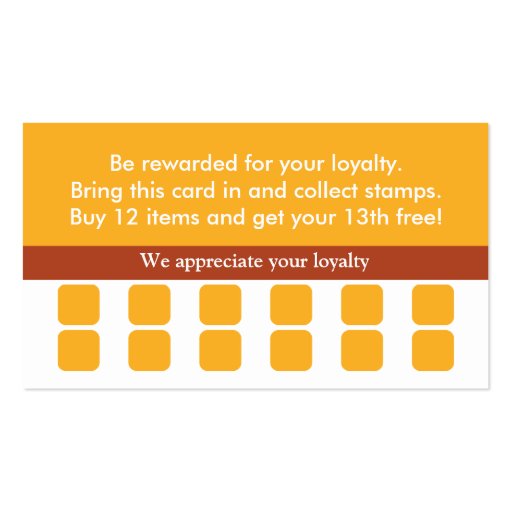 Loyalty Business Card Punch Card (back side)