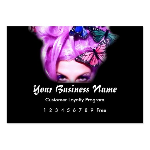 Loyalty Card :: Purple Hair Butterfly Lady Business Card Template (front side)