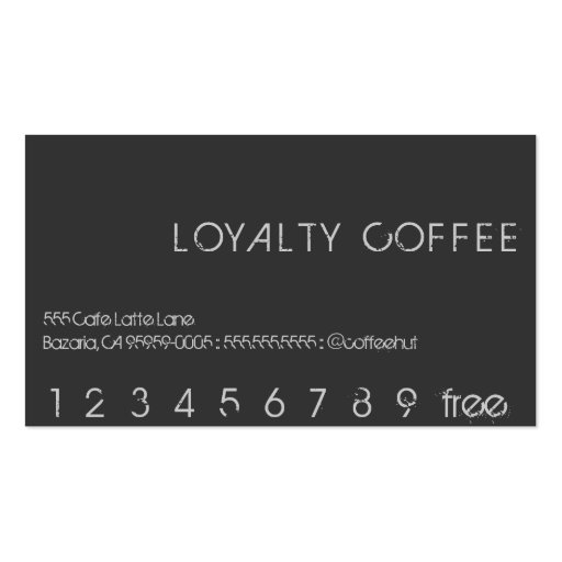 Loyalty Coffee Punch Card Business Card Template (front side)