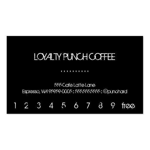 Loyalty Coffee Punch-Card Business Card Template (front side)