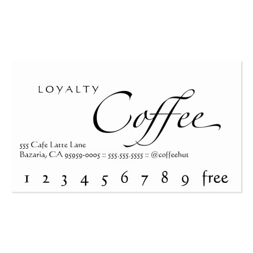 Loyalty Coffee Punch Card Business Cards (front side)