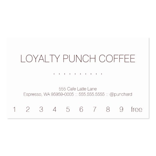 Loyalty Coffee Punch-Card Business Cards (front side)