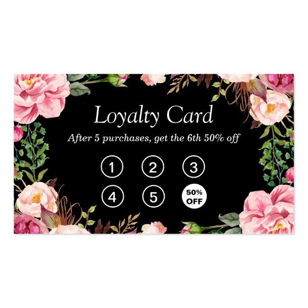 Loyalty Punch Card | Girly Pink Floral Wrapping (front side)