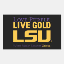 LSU Where Passion Becomes Genius Rectangular Stickers