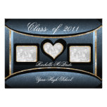 Lt Blue & Gold Graduation Party Photo Invitations