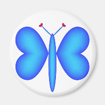 Lt-Blue Neon Hearts Butterfly Magnet