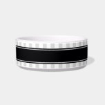 Lt Gray White Stripe Black Name Monogram Bowl