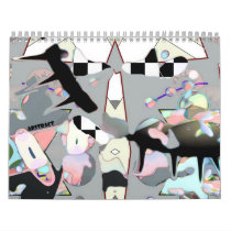 Lt Grey Abstract Calendar