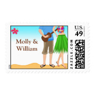 Luau Beach Couple Wedding Shower Stamps