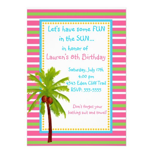 Luau Birthday Invitations (front side)