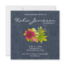 Luau Birthday Party Invite Hibiscus Flower Jean