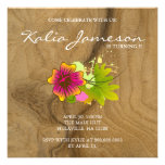 Luau Birthday Party Invite Hibiscus Flower Oak