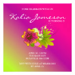 Luau Birthday Party Invite Hibiscus Flower Pink Li