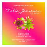 Luau Birthday Party Invite Hibiscus Flower Pink O