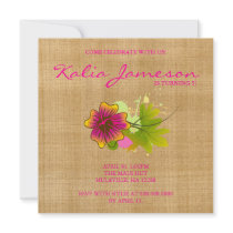 Luau Birthday Party Invite Hibiscus Flower Weave