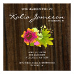 Luau Birthday Party Invite Hibiscus Flower Wood Da