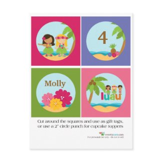 Luau Cupcake Toppers postcard