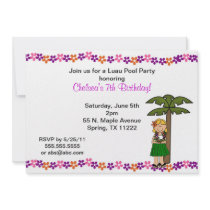 Luau Girl with blonde hair party invitation