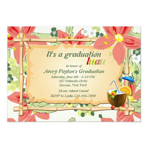 Luau Graduation Party Invitation Zazzle Luau Graduation Party Invitation Zazzle