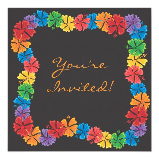 Luau Hawaiian Pool Party Invitation Card