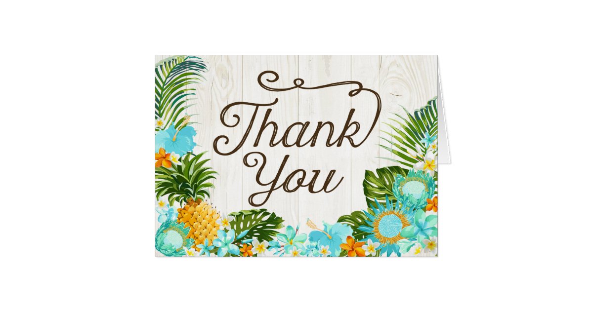 Luau Hawaiian Rustic Beach Thank You Card Zazzle