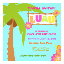 Luau Invitation Blue