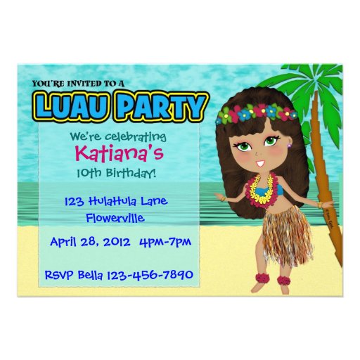Luau Party Custom Invitation (front side)