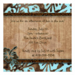 Luau Party Invitation Hibiscus Blue Brown