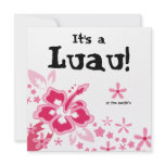 Luau Party Invitation Hibiscus Flower Pink Black