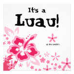 Luau Party Invitation Hibiscus Flower Pink Black