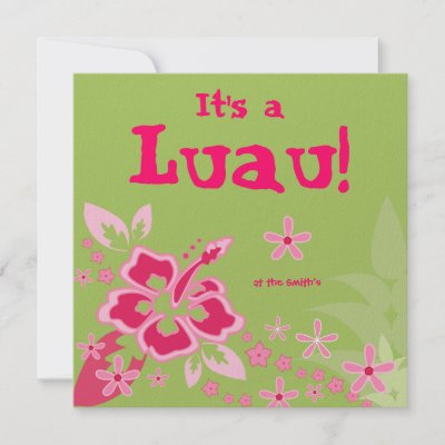Luau Party Invitations on Luau Party Invitation Hibiscus Flower Pink Green By Weddingshop88