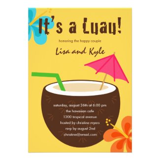 Luau Shower or Engagement Party Personalized Invitation