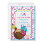 Luau Tropical coconut Drink Birthday Invitations