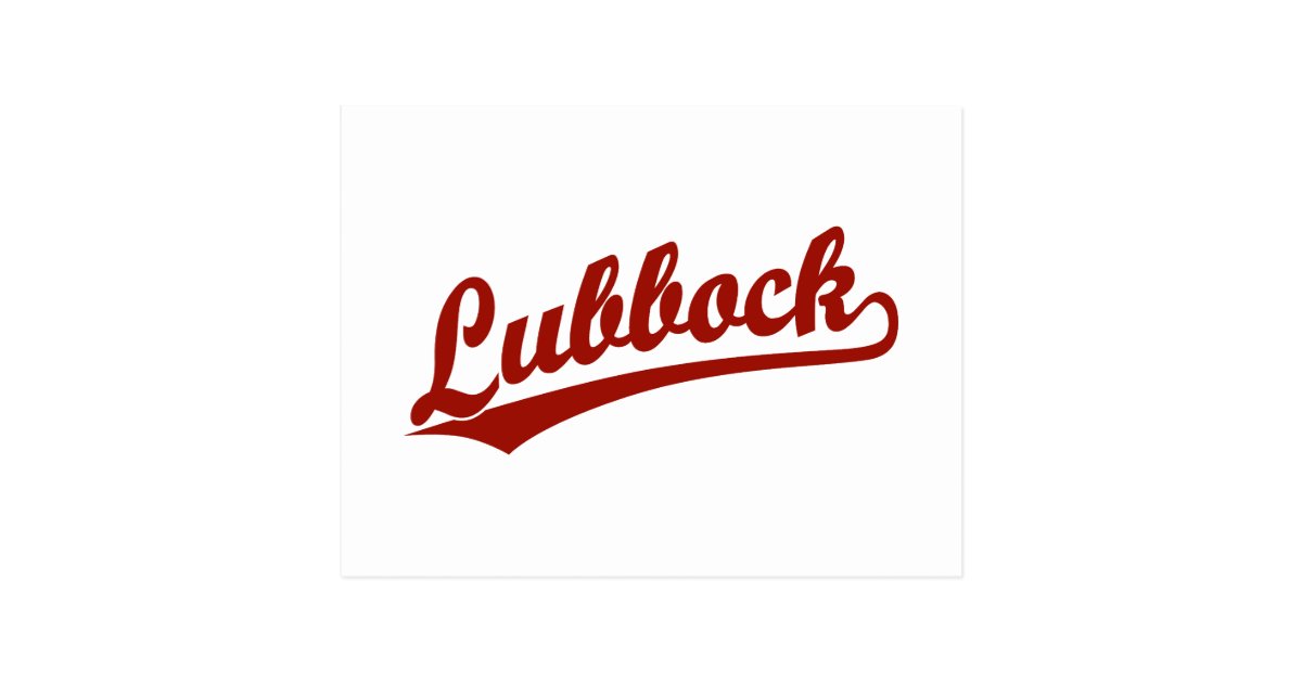 Lubbock script logo in red postcard | Zazzle