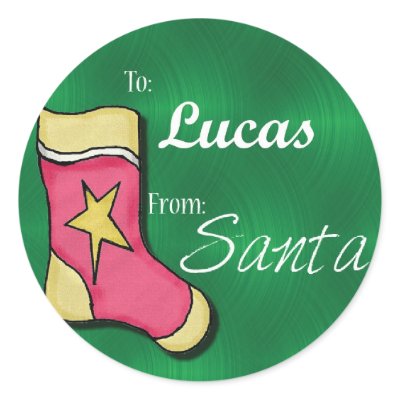 Lucas Personalized Christmas Label round stickers