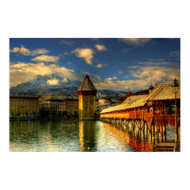 Lucerne Switzerland Chapel Bridge Mount Pilatus