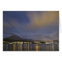 Lucerne Switzerland Night Scene with Mount Pilatus Greeting Card
