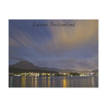 Lucerne Switzerland Night Scene with Mount Pilatus Post Cards
