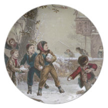 Lucha de la bola de nieve del Victorian Plato De Cena