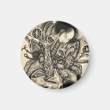 Lucha japonesa del demonio del samura del vintage  imán