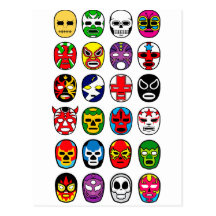 Lucha Libre Luchador Mexican Wrestling Masks Postcards