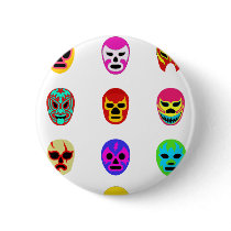 Lucha Libre Mask Mexican Wrestling Button