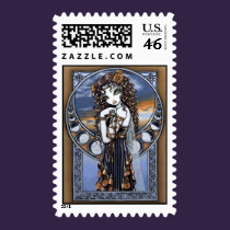 "Lucia" Gothic Flower Moon Fairy Art Postage stamps