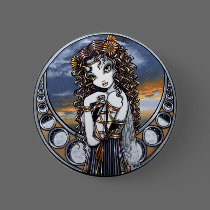 "Lucia" Gothic Flower Moon Fairy Pinback Button
